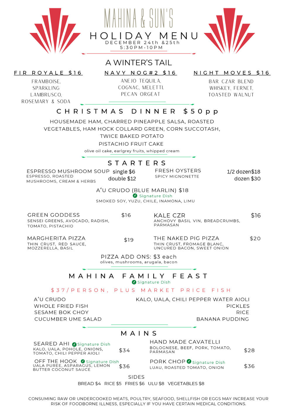 Holiday Menu